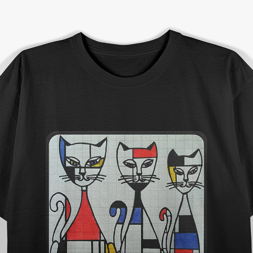 Mid Century Mondrian Cats  Retro Abstract Art Cat Lover T-Shirt