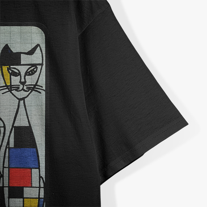 Mid Century Mondrian Cats  Retro Abstract Art Cat Lover T-Shirt