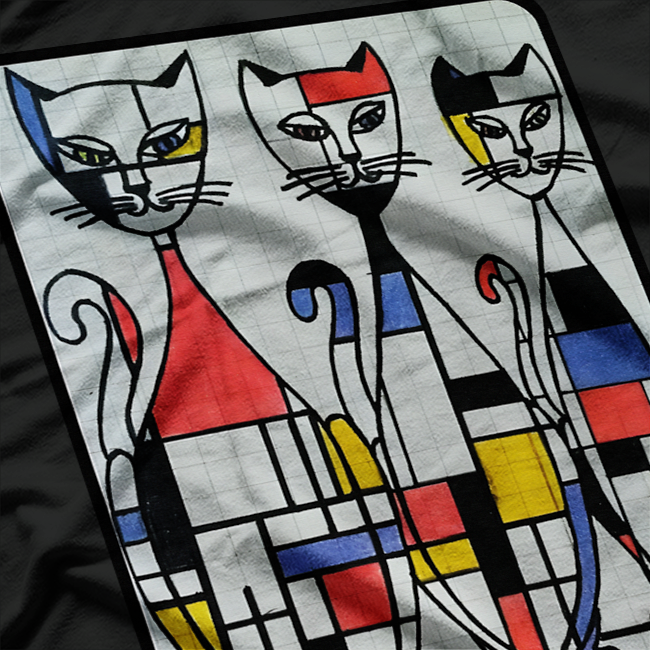 Mid Century Mondrian Cats  Retro Abstract Art Cat Lover T-Shirt