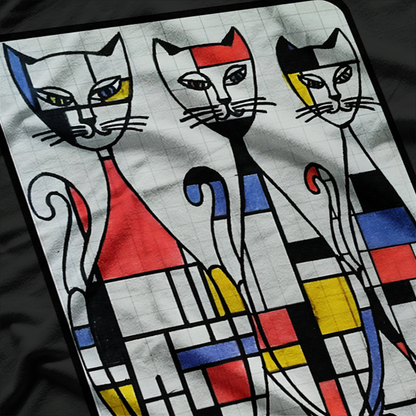 Mid Century Mondrian Cats  Retro Abstract Art Cat Lover T-Shirt