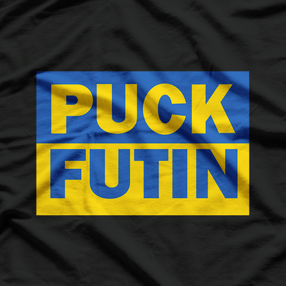 Puck Futin Ukrainian Flag Anti-War Statement Cotton Graphic T-Shirt
