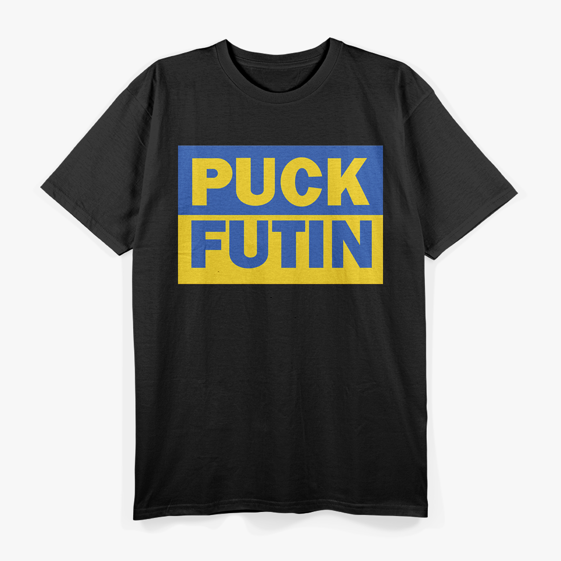 Puck Futin Ukrainian Flag Anti-War Statement Cotton Graphic T-Shirt