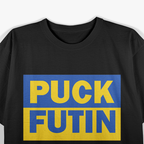 Puck Futin Ukrainian Flag Anti-War Statement Cotton Graphic T-Shirt