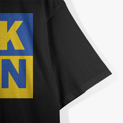 Puck Futin Ukrainian Flag Anti-War Statement Cotton Graphic T-Shirt