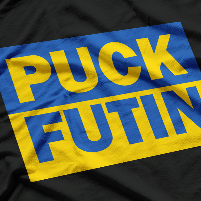 Puck Futin Ukrainian Flag Anti-War Statement Cotton Graphic T-Shirt