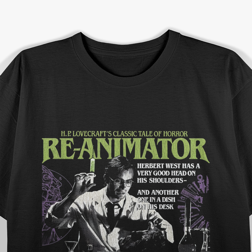 Reanimator Inspired Herbert West Horror Parody Graphic T-Shirt