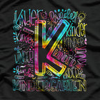 Tie Dye Kindergarten Teacher Team Funny School Typography T-Shirt