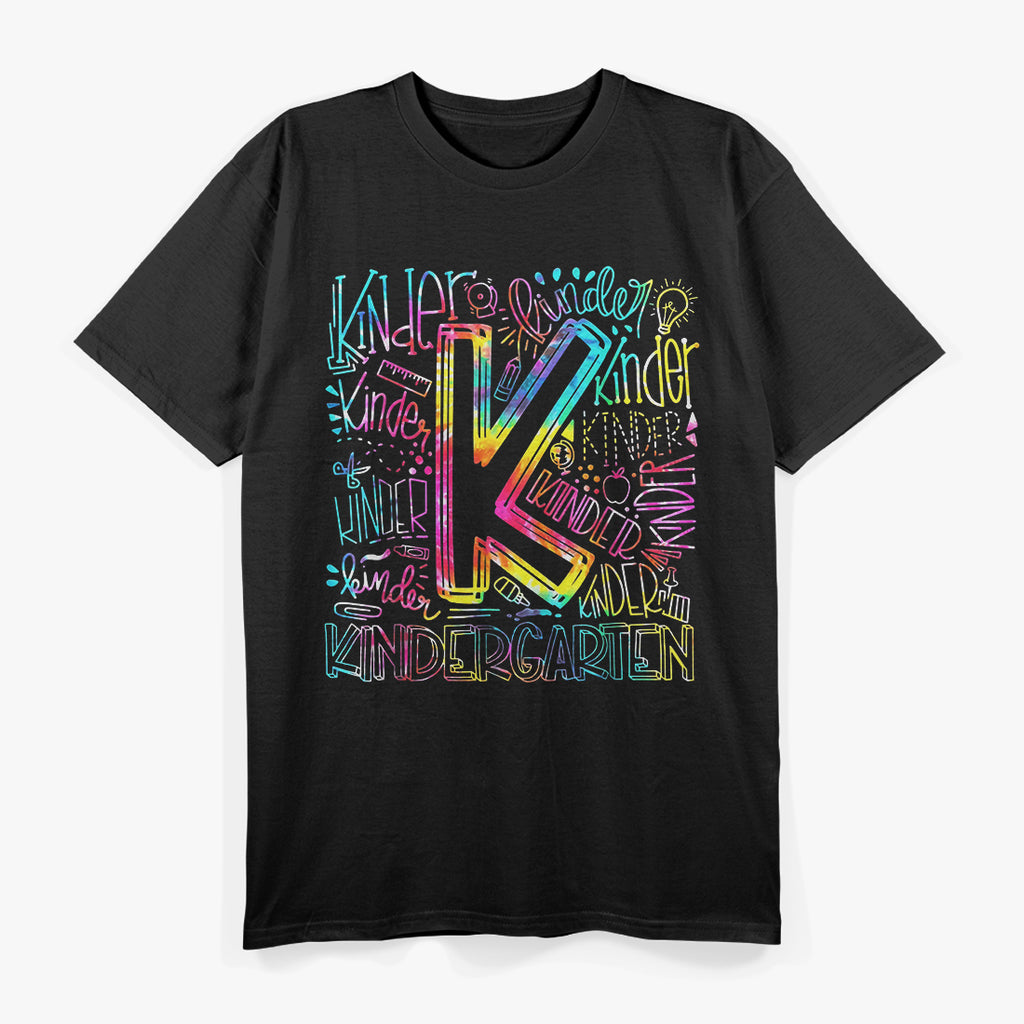 Tie Dye Kindergarten Teacher Team Funny School Typography T-Shirt