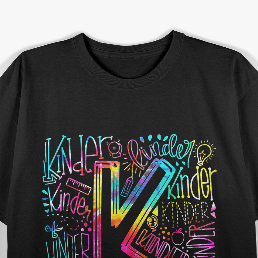 Tie Dye Kindergarten Teacher Team Funny School Typography T-Shirt