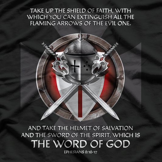 Bold Armor of God Verse-Inspired Artwork T-Shirt