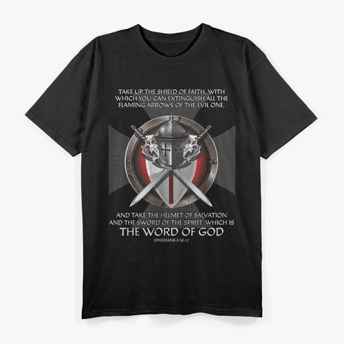 Bold Armor of God Verse-Inspired Artwork T-Shirt