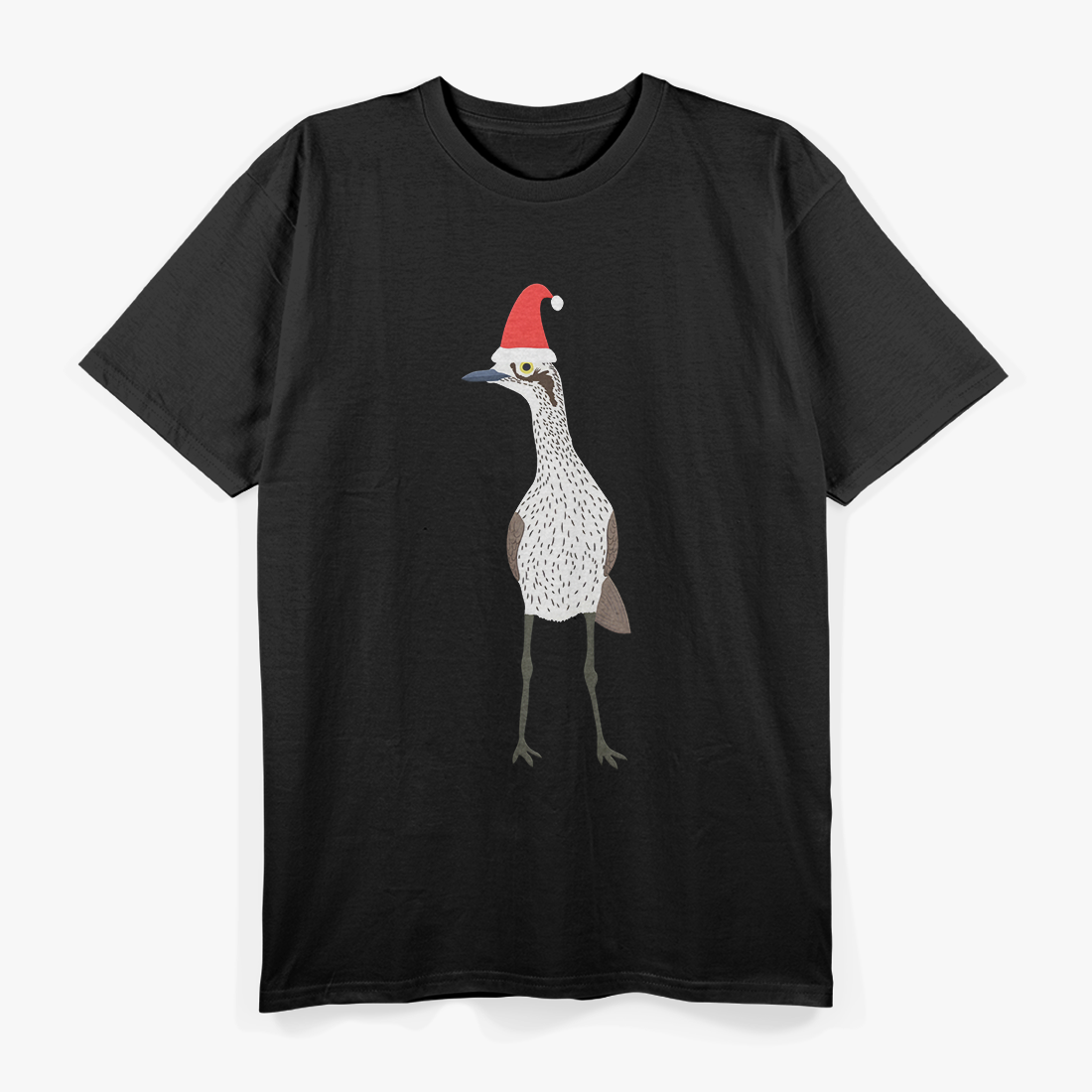 Christmas Bush Stone-Curlew Bird Art on Black Nature T-Shirt