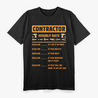 Contractor Hourly Rate Price Chart Labor Funny Gift Handyman T-Shirt