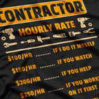 Contractor Hourly Rate Price Chart Labor Funny Gift Handyman T-Shirt