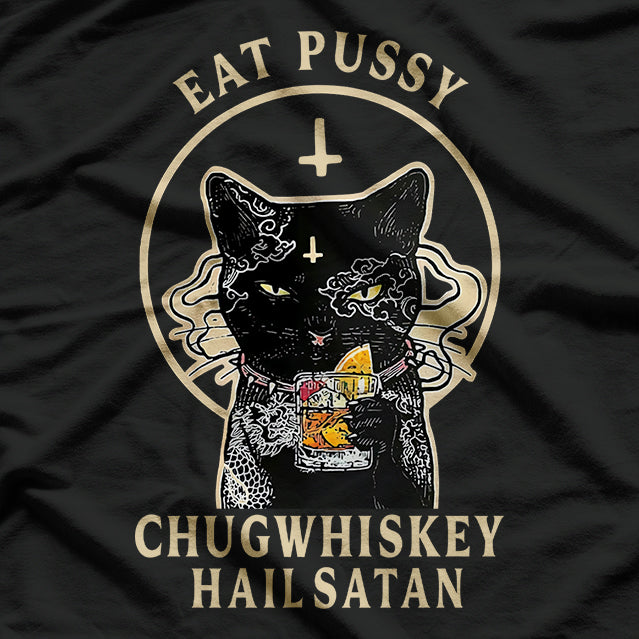 Eat Pussy Funny Black Cat Vintage Humor Sarcasm T-Shirt