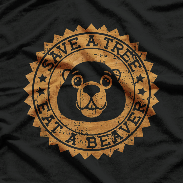 Save a Tree Eat a Beaver – Funny Humor Graphic Retro T-Shirt