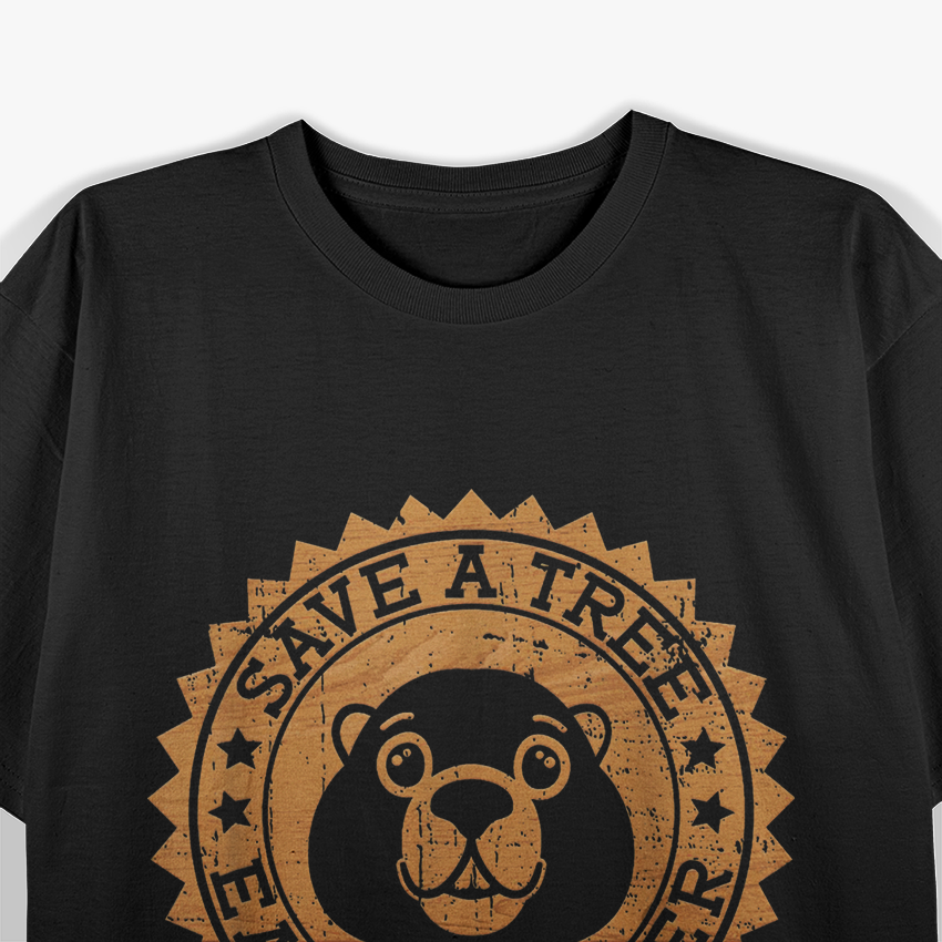 Save a Tree Eat a Beaver – Funny Humor Graphic Retro T-Shirt