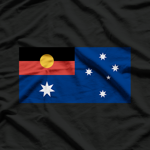 Australian Flag with Aboriginal Flag T-Shirt