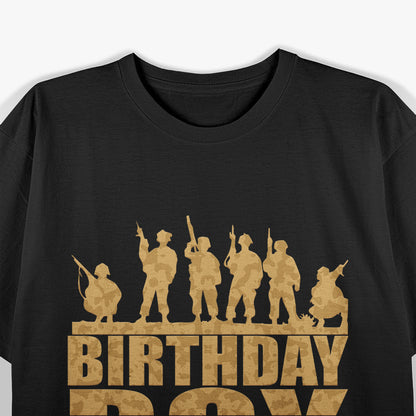 Birthday Boy Army Party Camo Military Celebration T-Shirt