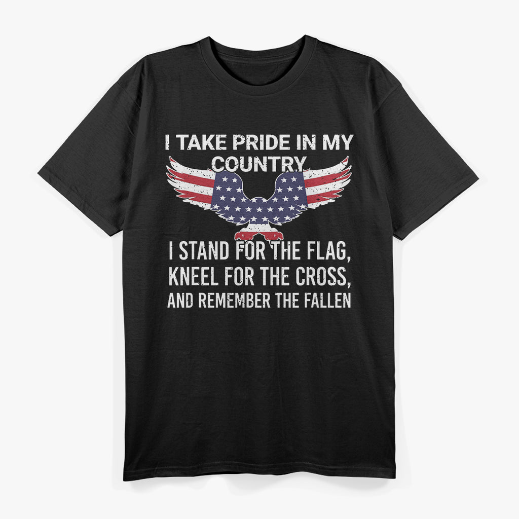 I Take Pride in My Country Veteran Patriot USA American Flag T-Shirt