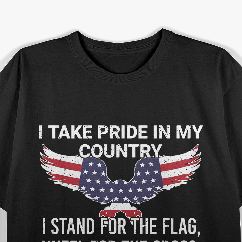 I Take Pride in My Country Veteran Patriot USA American Flag T-Shirt