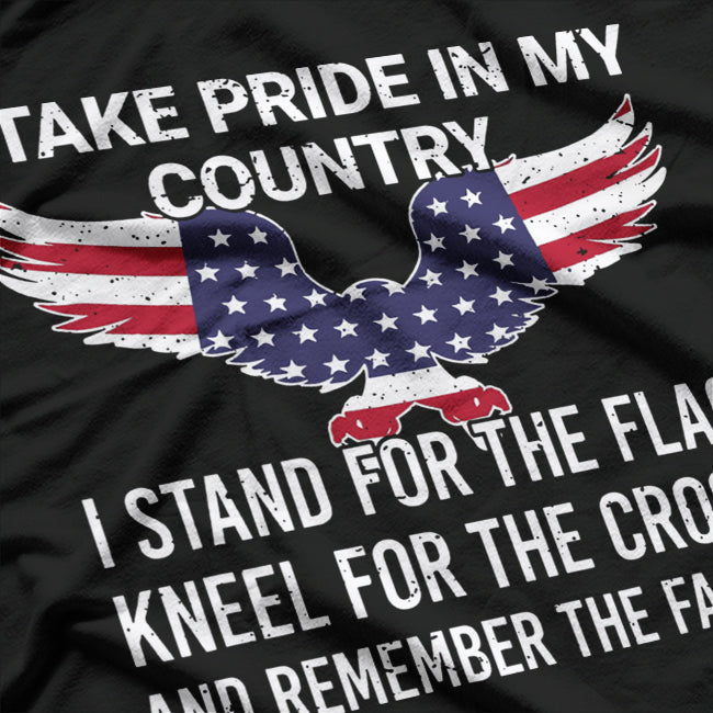 I Take Pride in My Country Veteran Patriot USA American Flag T-Shirt