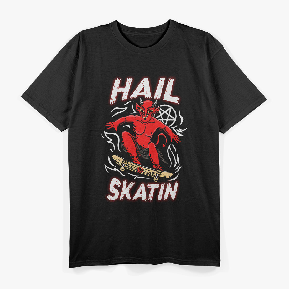 Hail Skatin Satanic Occult Funny Skateboard T-Shirt