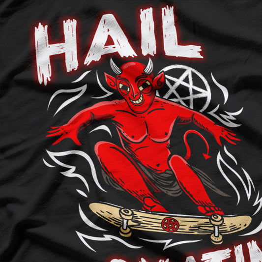 Hail Skatin Satanic Occult Funny Skateboard T-Shirt