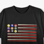 Billiards American Flag - USA Patriotic Cue Stick, Pool Balls, and Snooker 8-Ball T-Shirt
