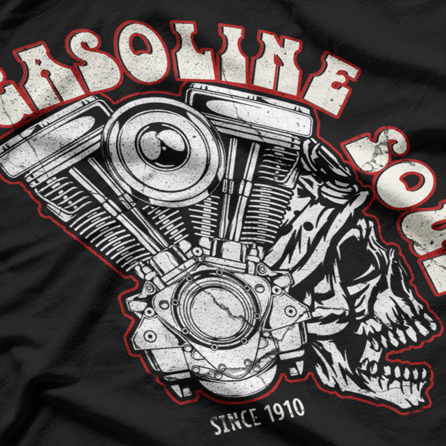 Oldschool Biker Shovelhead Vintage Gasoline Soul and Chopper Spirit T-Shirt