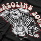 Oldschool Biker Shovelhead Vintage Gasoline Soul and Chopper Spirit T-Shirt