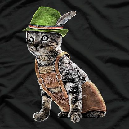 Bavarian Cat in Lederhosen Perfect Oktoberfest Vibes T-Shirt