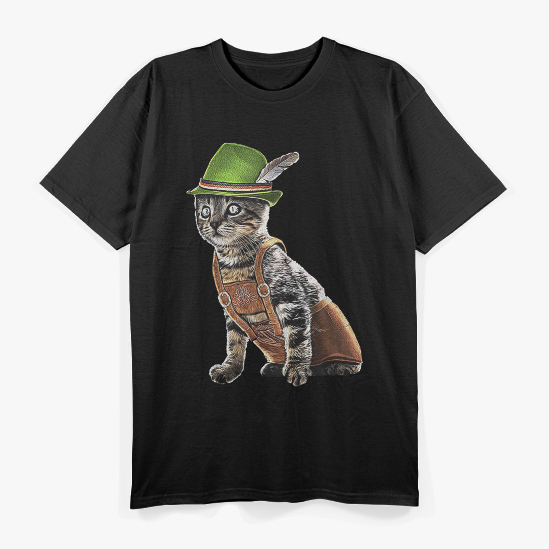 Bavarian Cat in Lederhosen Perfect Oktoberfest Vibes T-Shirt