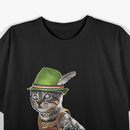 Bavarian Cat in Lederhosen Perfect Oktoberfest Vibes T-Shirt