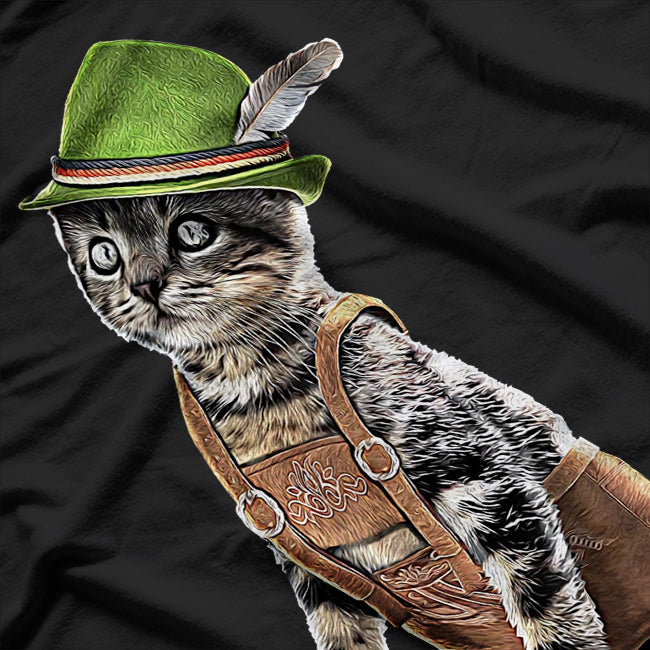 Bavarian Cat in Lederhosen Perfect Oktoberfest Vibes T-Shirt