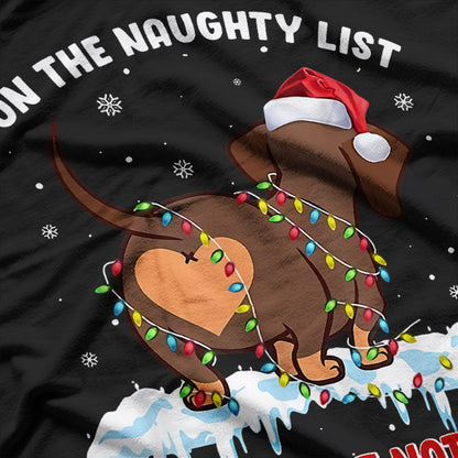 Naughty Dachshund Christmas No Regrets Festive Fun T-Shirt