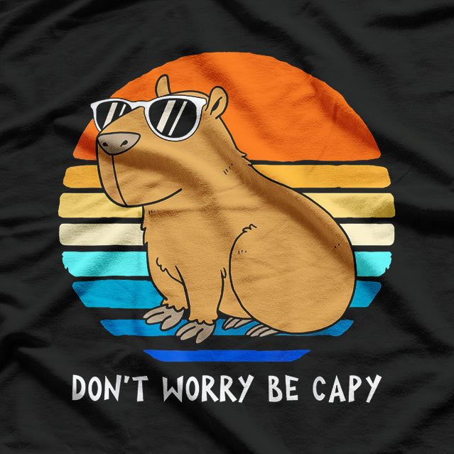 Retro Rodent Funny Capybara - Don't Worry, Be Capy T-Shirt