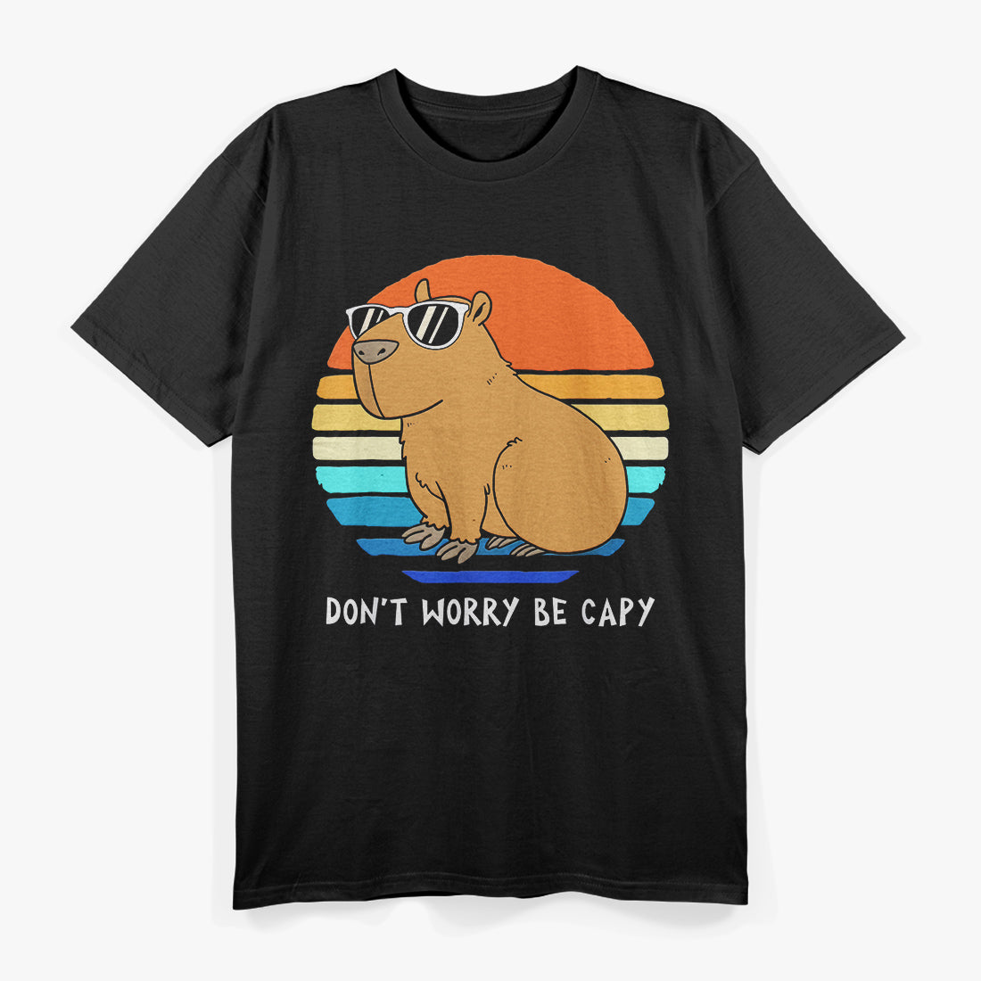 Retro Rodent Funny Capybara - Don't Worry, Be Capy T-Shirt