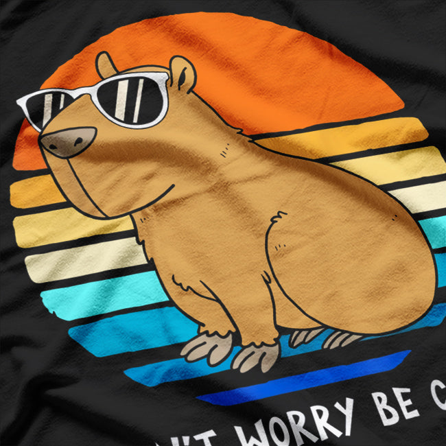 Retro Rodent Funny Capybara - Don't Worry, Be Capy T-Shirt