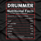 Drummer Nutritional Facts Ingredients Label T-Shirt
