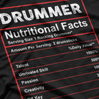 Drummer Nutritional Facts Ingredients Label T-Shirt
