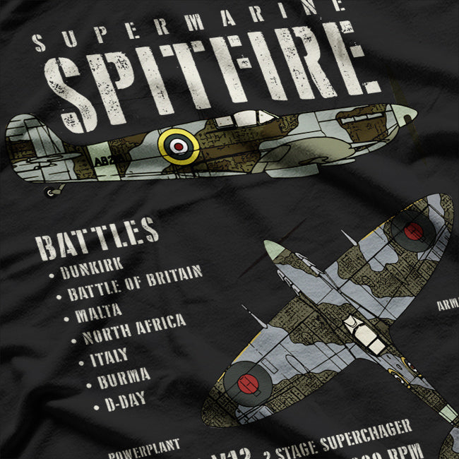 Raf Supermarine Spitfire WW2 Fighter Plane T-Shirt