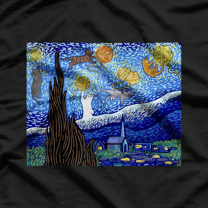 Starry Sky Cat Artistic Design For Pet Enthusiasts T-Shirt