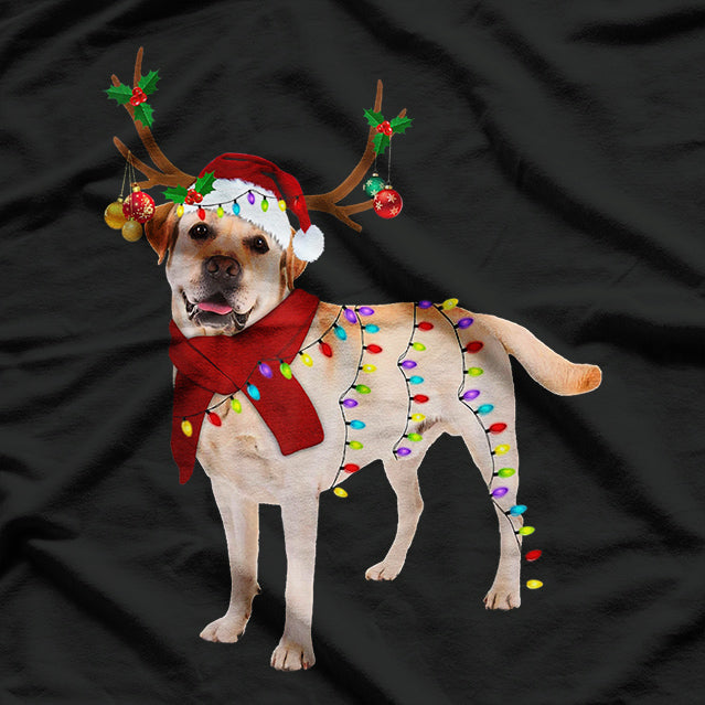 Santa Labrador Retriever Reindeer Christmas T-Shirt