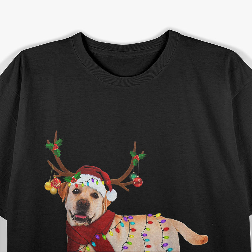 Santa Labrador Retriever Reindeer Christmas T-Shirt