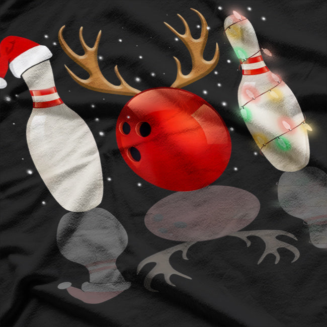 Bowling Christmas Santa Hat Fun for Bowlers T-Shirt