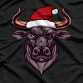 Xmas Bull Santa Hat Holiday Festive Animal T-Shirt