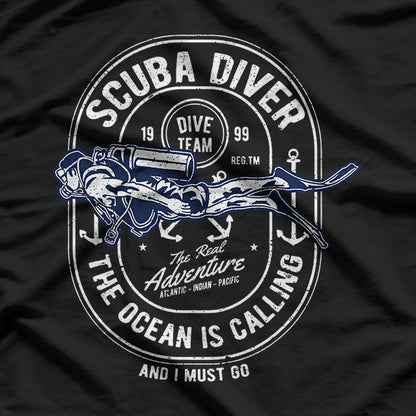 Vintage Retro Diver Distressed Scuba Diving T-Shirt