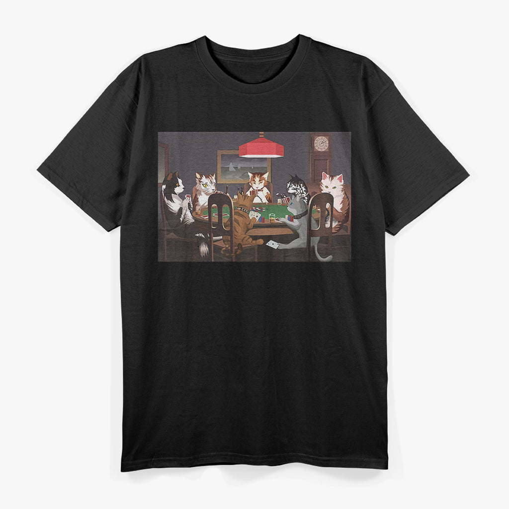 Funny Cats Playing Poker Parody Art Graphic Humor T-Shirt