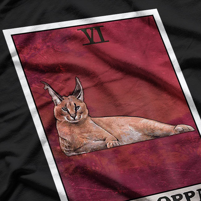 The Floppa Caracal Cat Tarot Card Funny Meme T-Shirt